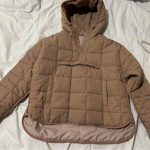 Tan Quilted Hooded Jacket